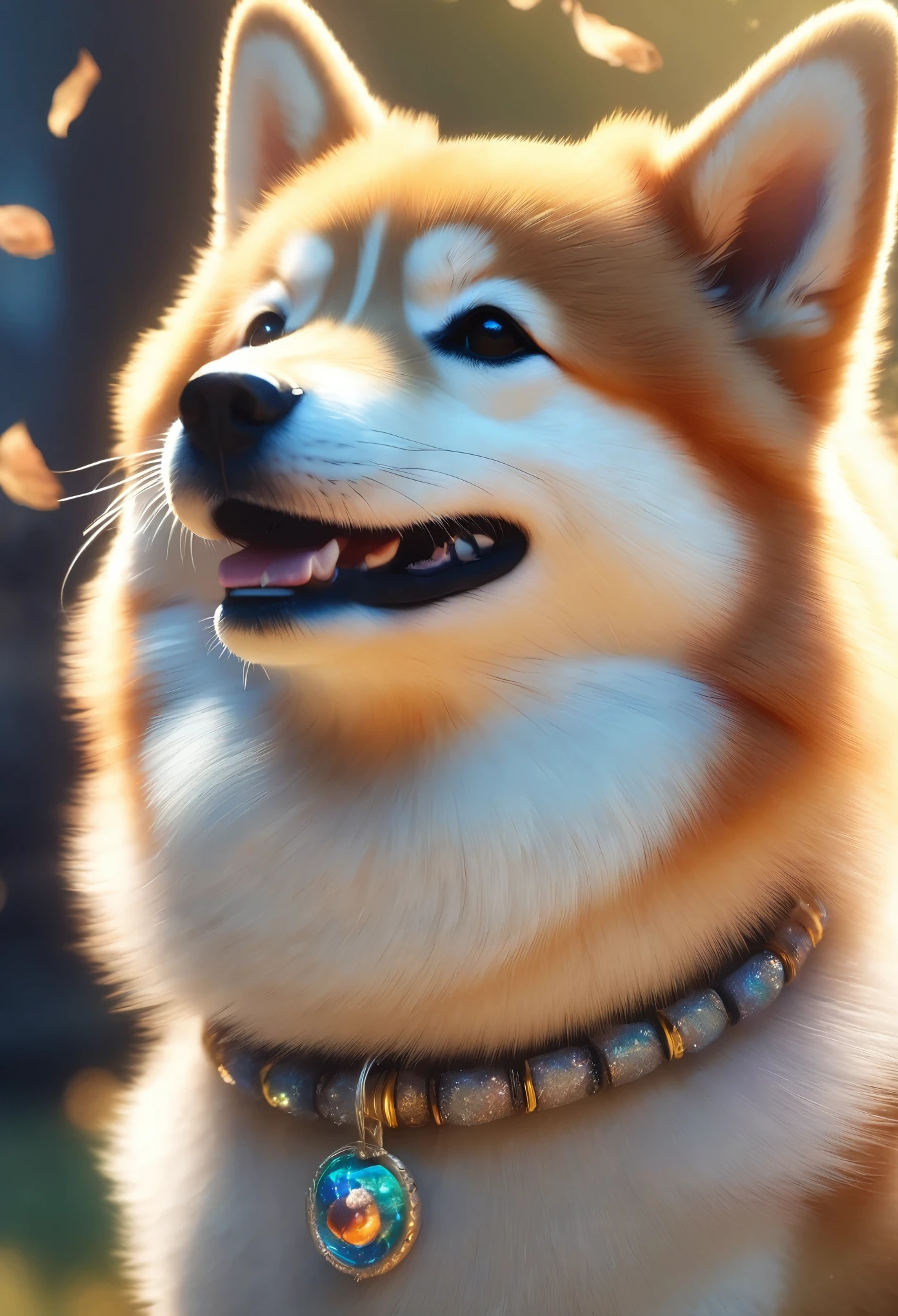 cute柴犬が視聴者をお出迎えします,smile,Fluffy Shiba Inu,fluffy,Fluffy texture,fluffyの毛皮,cute,Beautiful light and shadow,Photorealistic,halation,Blurred Background,Focus on the Shiba Inu,Anatomically correct,Black, round eyes,Professionally taken photos,3D,8k,highest quality,masterpiece,Intricate details,Fujifilm,Taken with a high-end camera,The best composition,happy,Reality,Fantasy