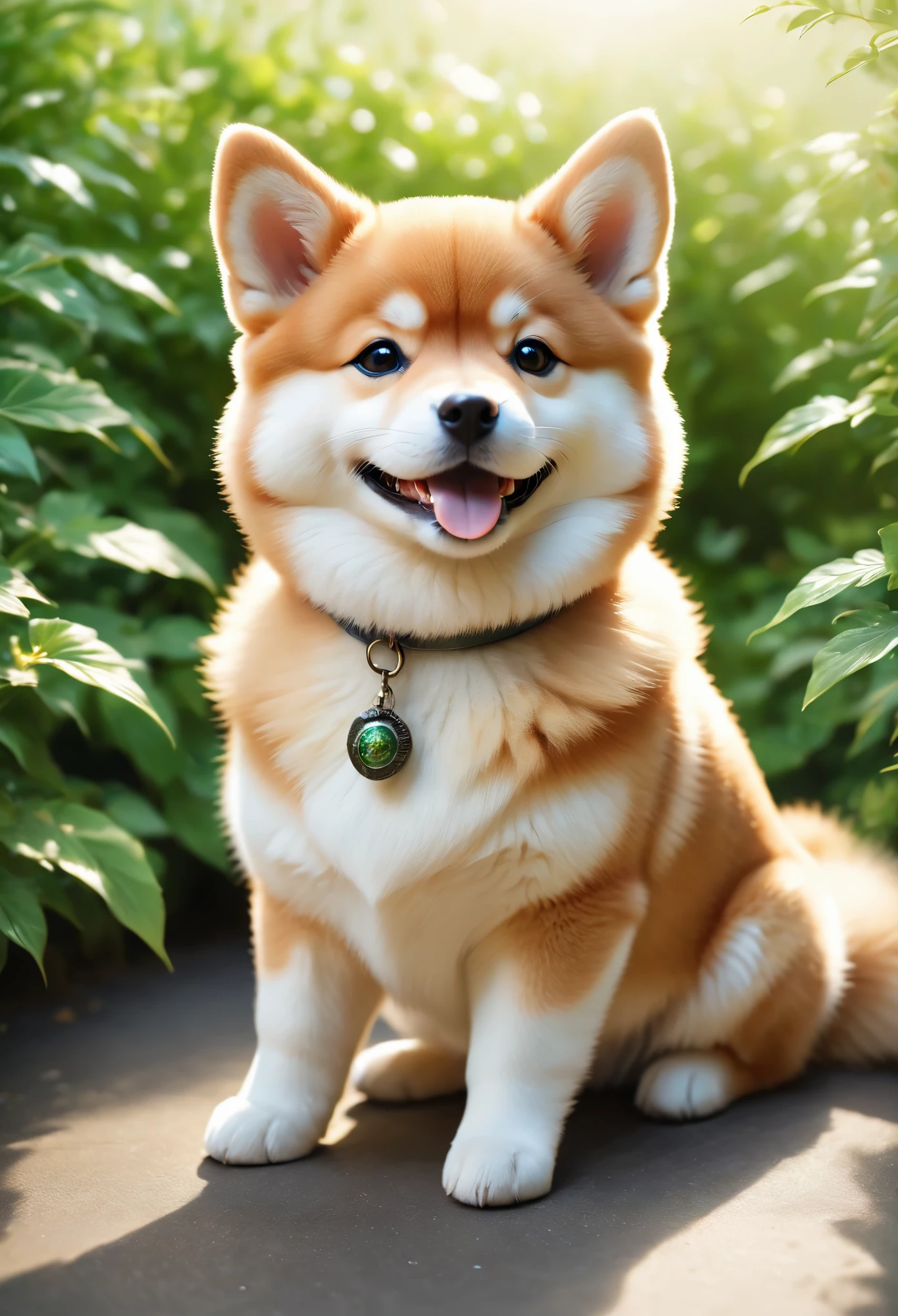 fineな柴犬の子犬,smile,Fluffy Shiba Inu,Fluffy texture,cute,summer,The season of fresh greenery,Beautiful light and shadow,Photorealistic,halation,Blurred Background,Focus on the Shiba Inu,,cute柴犬が視聴者をお出迎えします,Anatomically correct,Black, round eyes,Professionally taken photos,highest quality,masterpiece,Intricate details,Fujifilm,Taken with a high-end camera,The best composition,happy,Reality,fine,Naughty,great joy