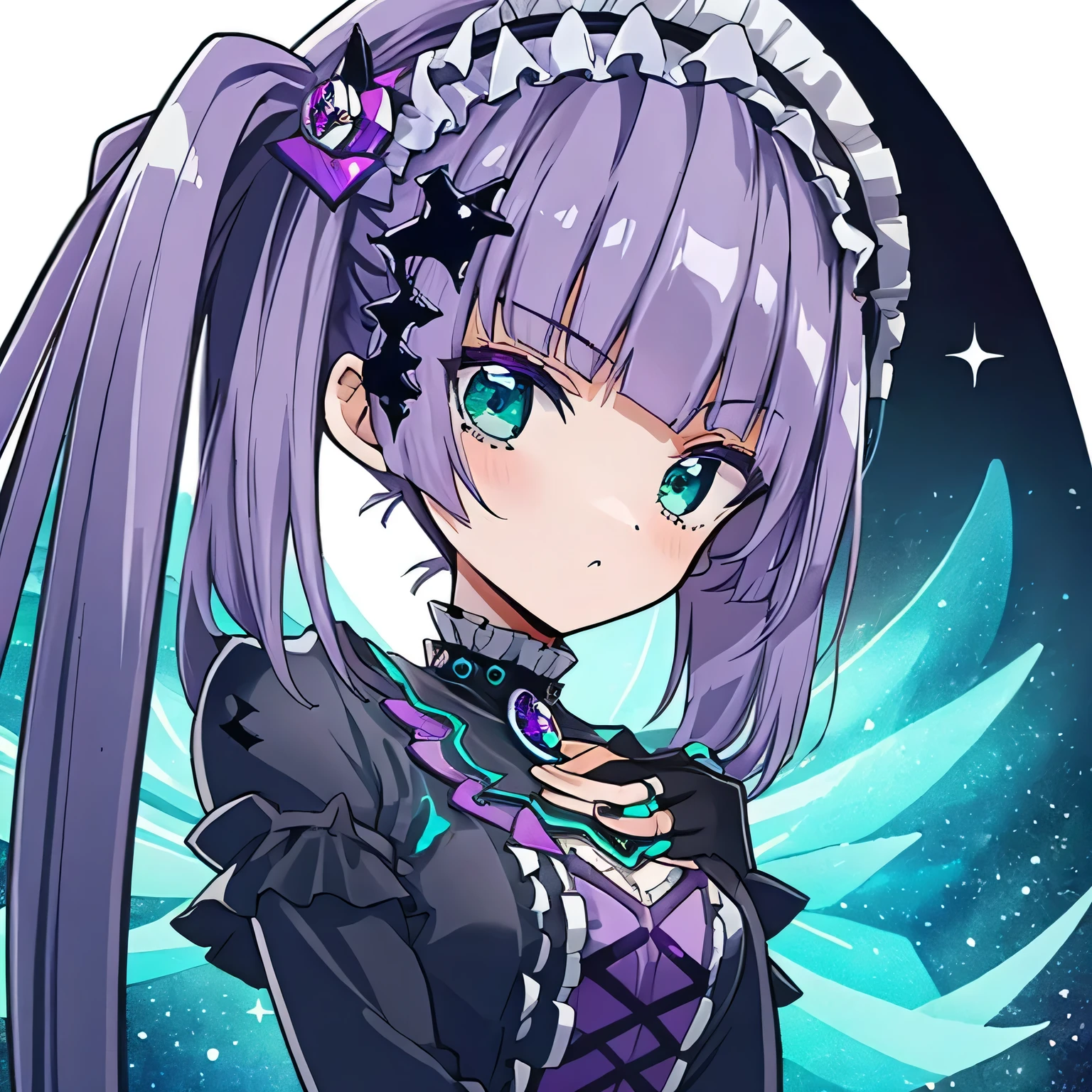 (((purple, Silver, Shine)), Fairy), Limited Edition Palette, Contrast, Incredible beauty, highest quality, Amazing artwork,(((Gothic Lolita))),(((I have a whip))),(((Black Costume))),(((Black student cap))),(((Blue hair ornament))),(((Green Eyes)))