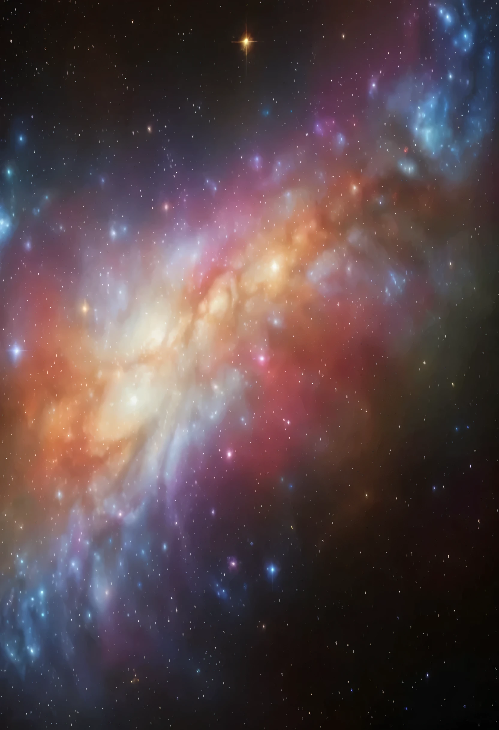 Masterpiece, amazing beautiful Color, Picture-like quality, Picture a galaxy swirling with hues of indigo and gold, dotted with sparkling star clusters and nebulae like celestial jewels