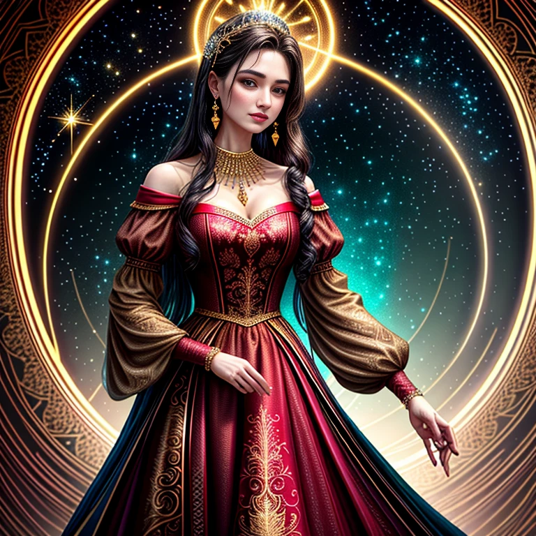 The masterpiece is of the highest quality, featuring nothing but the ring. It features a Phoenix ring setting, starry skies, and wrapping around the end from beginning to end. This delicate gold ring is adorned with Starry Sky in its ring, with its shiny appearance emanating an inverted image, shimmering Ruby-turquoise-Diamond gemstones, all while being elegant and noble. The magic pattern on it emits the light of the Tyndall effechines with a noble red light, which is filled with dark-style graphics, accompanied by a simple background.