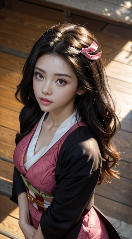 Masterpiece, Best Quality, High Resolution, Venus1, 1Girl, Solo, Tsuko Kamato, Bamboo, ((Gag)), Hair (brown), Plaid Belt, Gag, Gag, Gradient Hair, Hair Ribbon, Haori, Japanese Clothing, ((Black Kimono:1.2)), Very Short Kimono, big , Long Hair, big breast, Looking at the Audience, Multicolored Hair, Pink Eyes, Very Short Pink Kimono, Black Outer, Pink Ribbon, Ribbon, Solo, (((Masterpiece)), Forehead, standing posing, bamboo background, Cute puffing cheeks, seducing, Eyes wide, slim waist, sexy posing, slim tight, detailed eyes, detailed face, exhausted, lewd expression, perfect body, sexy pose, huge breasts, breasts cleavage, lie in bed, on back, from above, red lingerie+,