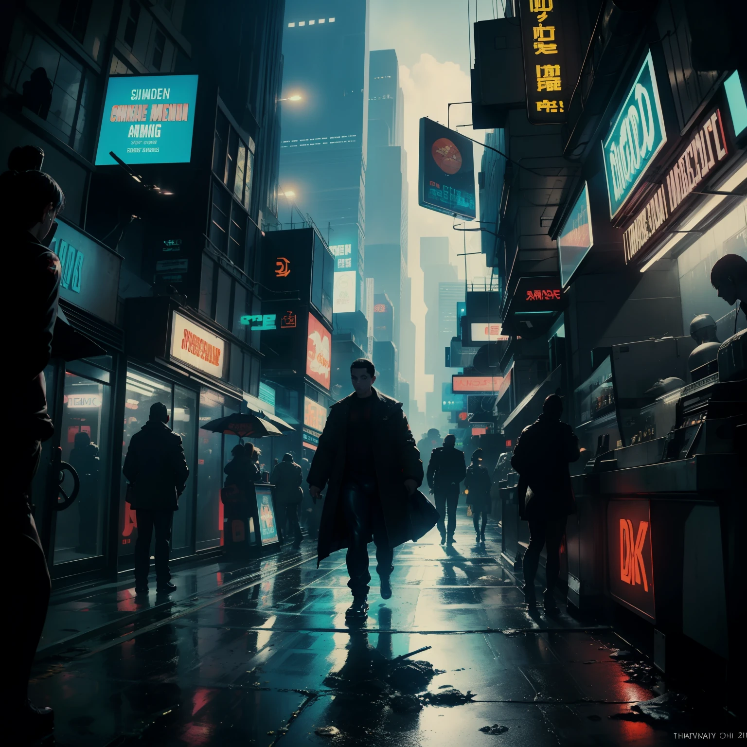 ((highest quality)), ((masterpiece)), (be familiar with), (High definition), (Accurate), (Realistic), (Cinematic), (Best Shadow), (Low contrast), (8K), Perfect Face, ((SYD MEAD style)), manga、mangaデザイン、Storyboard、Panel layout、(Sleeping Woman:1.1), (Replicant), (Replicant), ((Black Hair, very short hair, Blue Eyes)), (Black hooded raincoat), (Crouched in a corner of the ruins)、Glittering neon signs、congestion, congestion, Decadent Future City, NEO TOKYO, A.D.2051, (steam:1.2), It's raining white, evening,