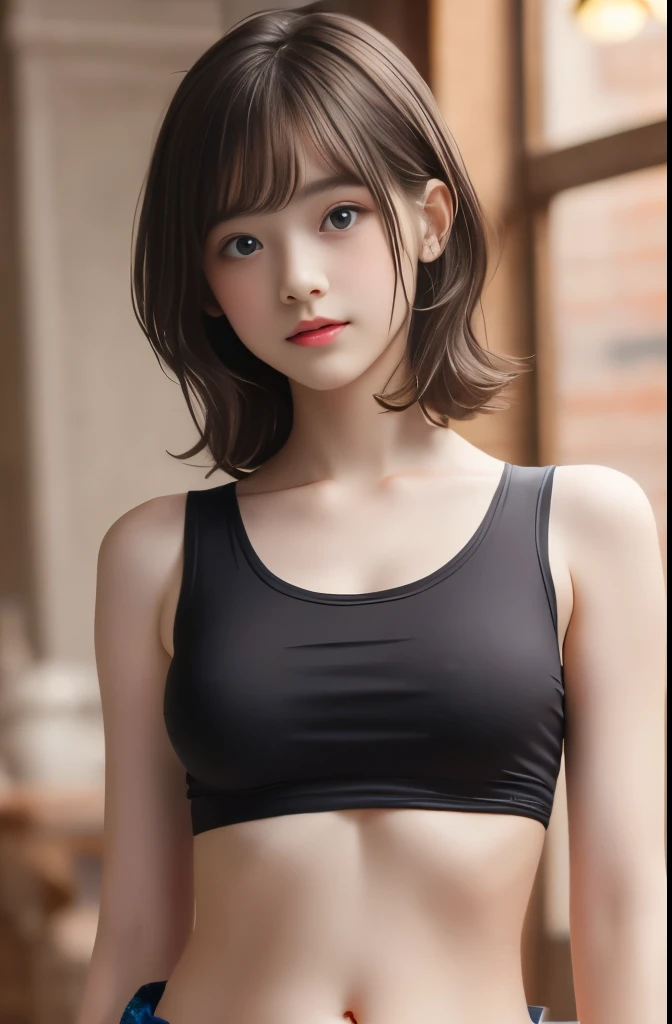 highest quality,Photo quality,Ultra-high resolution,Professional Lighting,,Beautiful face like an actress,(Magical girl:1.3),(belly button),White tank top,