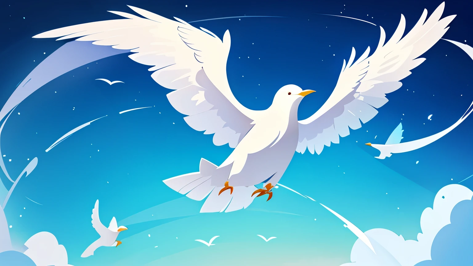 "Imagine a majestic white bird soaring through the sky, clutching a paintbrush in its delicate talons. With graceful strokes, it paints the word "ANIMASI" across the heavens, while vibrant hues of ink cascade from the brush, creating a mesmerizing spectacle."