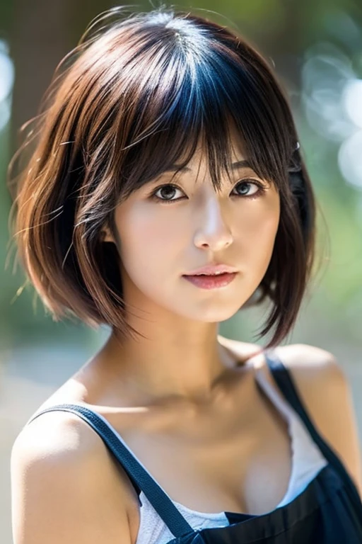 (masterpiece), (Best image quality), 8k resolution, Ultra-detailed, Ultra-detailed, realism, (One Girl), Tifa, Final Fantasy, Tifa lockhart, Light of the sun, Cinematic, cool pose, Concrete wall,Metal Pipe,The description of Red Eye App,Double eyelids with attention to detail,short hair、Dark brown,thin,Model Body Type,Bust D cup、Muscular、Sharp features、Glossy lips