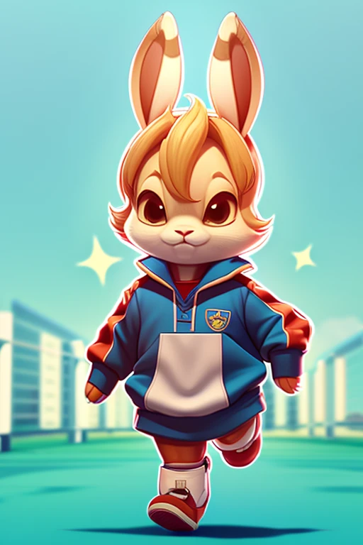 Cute rabbit, rabbit playing soccer, alone, wearing a soccer uniform,