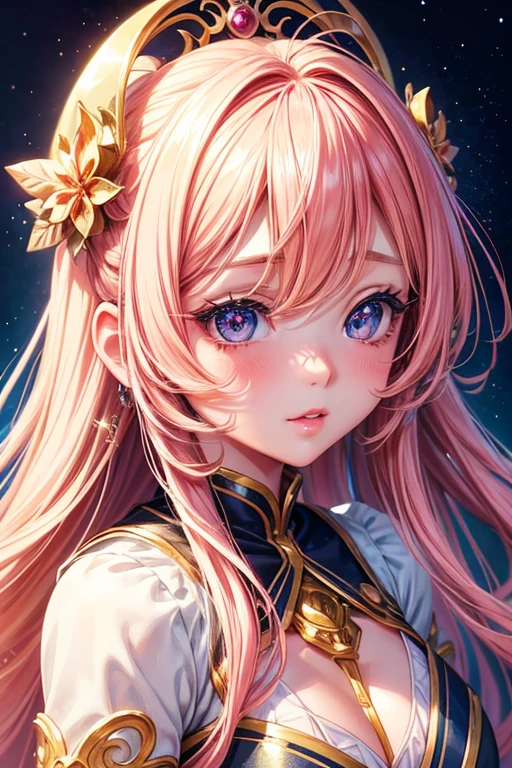 girl,anime,detailed eyes,detailed lips,long eyelashes,beautiful girl,blushing cheeks,cute expression,twinkling eyes,flowing hair,feminine pose,vibrant colors,soft lighting,artistic rendering,colorful background,anime style,vivid and lively,high resolution,4K quality