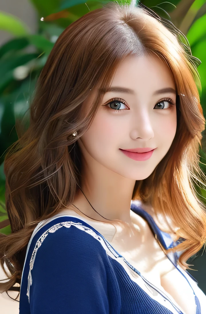 (((8ｋ,Attention to detail,Attention to detail、highest quality，masterpiece,Attention to detail,))),RAW Photos & Realistic atmosphere,Beautiful dark eyes,Mouth Details,Glossy Lips,Thin eyebrows,beautiful Eyes、Soft white skin that shines in every detail、Her deep black eyes are very beautiful, Very beautiful face,Very beautiful face、Lively Faces,beautiful, Glowing Lips,beautiful Eyebrows,Infinite Reality, Realistic Young Gravure Idol,Very cute woman , Young Gravure Idol, Young Gravure Idol, とても美しくてかわいいbeautiful 21 year old beauty,Incredibly beautiful and elegant，beautiful 21 year old beauty,Natural soft light,A little brown hair，（Shiny Hair,,beautiful and kind eyes：1.5）,A kind smile,Shapely breasts,Medium Long Hair,beautiful posture,No makeup,Watching the Future,