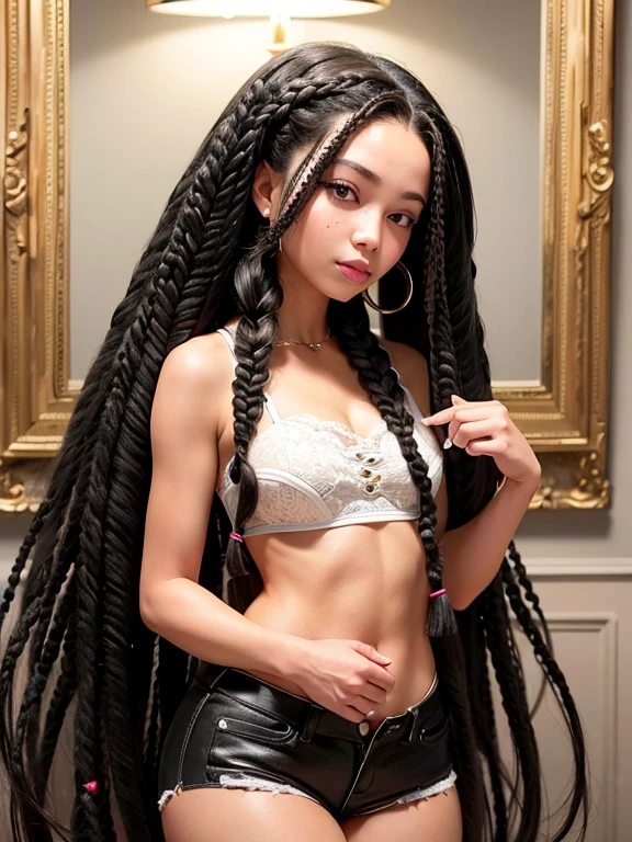 (La mejor calidad) (obra maestra ) Cara perfecta. kawaii & Siniestra princesa belleza joven en la ciudad de Los Angeles. (((Dreadlocks hair))) ((((nordin woman))))