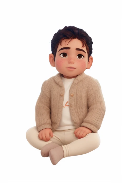 Realistic black baby changing with coat to white. Casaco branco casaco branco