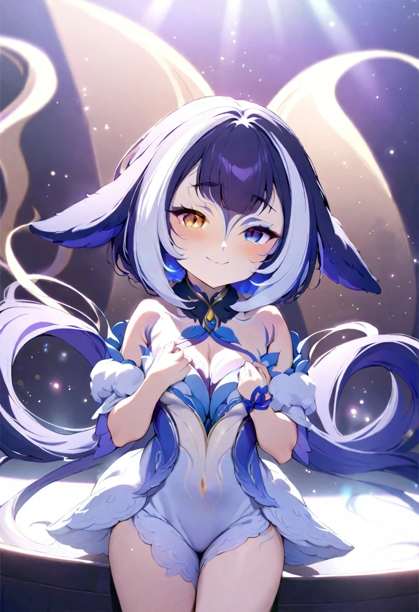 (shylily/(Twich/):1.5),(masterpiece:1.2),(best quality:1.2),, (1girl:1.3),masutepiece, Best Quality, Ultra-detailed, Illustration, extremely delicate and beautiful,
1girl in, Solo, lightsmile,Twin-tailed,(Live Stage), Particles of light, , fluffy hair, ((((Heterochromia)))), 