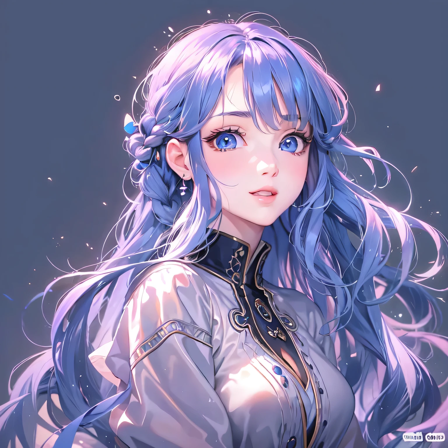 masterpiece、highest quality、High resolution、High-quality images、8k, 1 female、Skin Radiance、Texture of skin and clothing、Expression of fine eyes、Shiny dark blue hair,Girl with long braided hair, Manga inspired by Lee Jong-suk, Trending on deviantart, realism, detailed manga style, Manga art style, Perfect Line Drawing, Beautiful line art, digital manga art girl, K-POPアイドル, one piece,Large Breasts,Beautiful dark blue eyes, Lips become thicker, Gorgeous face with attention to detail, (Cute Smile), charm, Innocent, Side view, (Perfectly detailed face), (Beautiful Hands) Photorealistic images, Written boundary depth, Princess Hairstyles, make ,Romanticism,