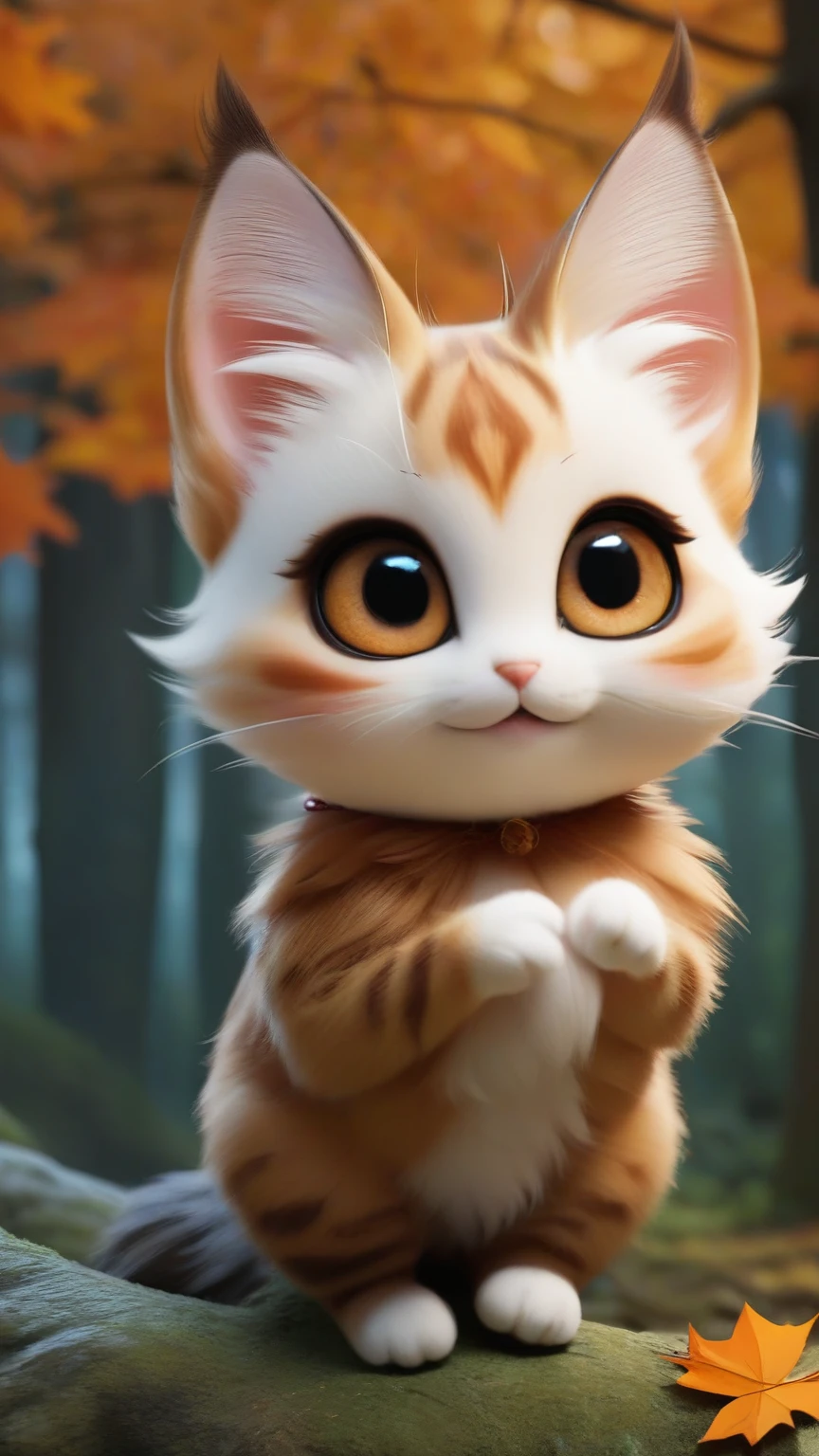 score_9, score_8_up, score_7_up, score_6_up, score_5_up, score_4_up,UHD, 
adorable cat-like creature big eyes in forest autumn time