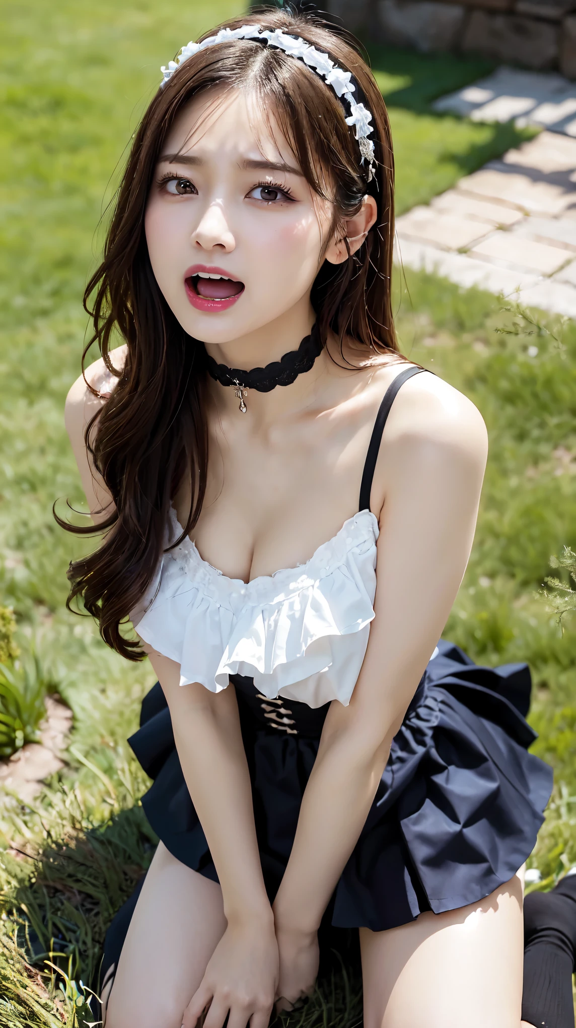 beautiful庭園で, 18-year-old, (((Kamimei、、No pants、naked、Browsing Caution,beautiful乳首、Big Breasts、valley、Lift your legs、Spread your legs、Spread your legs、Camel Toe))),((On the grass、Please lie on your back、From above)), ((Random sexy poses、put in、Deep joy、Severe pain、Ecstatic eyes:1.2),despair, ((I gasp violently:1.2))、Ecstatic face、Natural Makeup, Climax expression、Endure:1.5)), Through clenched teeth、My whole body is convulsing, Granblue Fantasy: beautiful, Sweet and cute gothic ta girl wearing frilly lace stockings ( Lovely gentle face) , 大きな胸のvalley間, Thighs、gothic lolihoker, Gothic Lolita Fon、Frilled Skirt、Glowing Skin、Detailed face, Lots of frilly socks、Official Art,Highly detailed CG Unity 8k wallpaper, (masterpiece:1.0),(highest quality:1.0), photo shoot, 8k, Browsing Caution, High resolution, Kodak Portrait 400, Film Grain, Lens flare brilliance,Side view, Look up at the sky