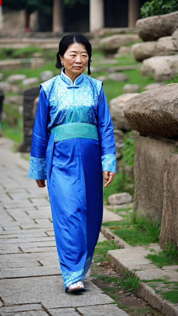 Ancient Chinese woman walking alone