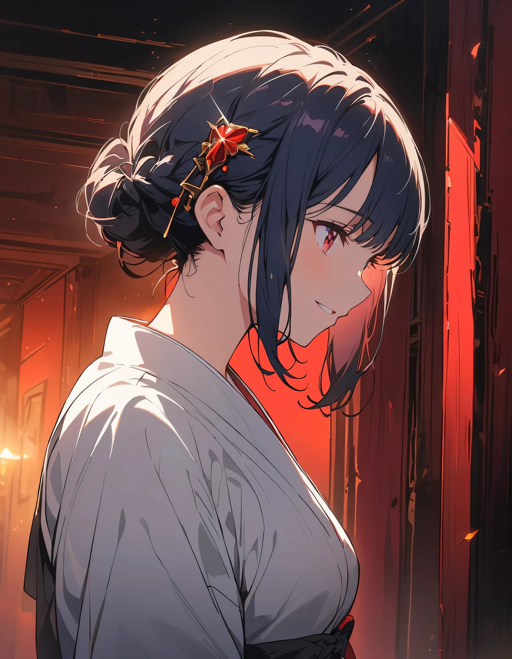 mechanical, Mecha, one person, one person, short hair, profile, Upper Body, Science fiction, smile, Blue Hair, (headgear:1), technical background,(highest quality、masterpiece、High resolution、detailed)、anime style、Flat Style、(Shine eyes、Beautiful Face), BREAK,1 girl、extremely detailed(The Shining), Best lighting, Best Shadow、floating, (High saturation), (Shine), Focus on the face, Dynamic Angle、anime