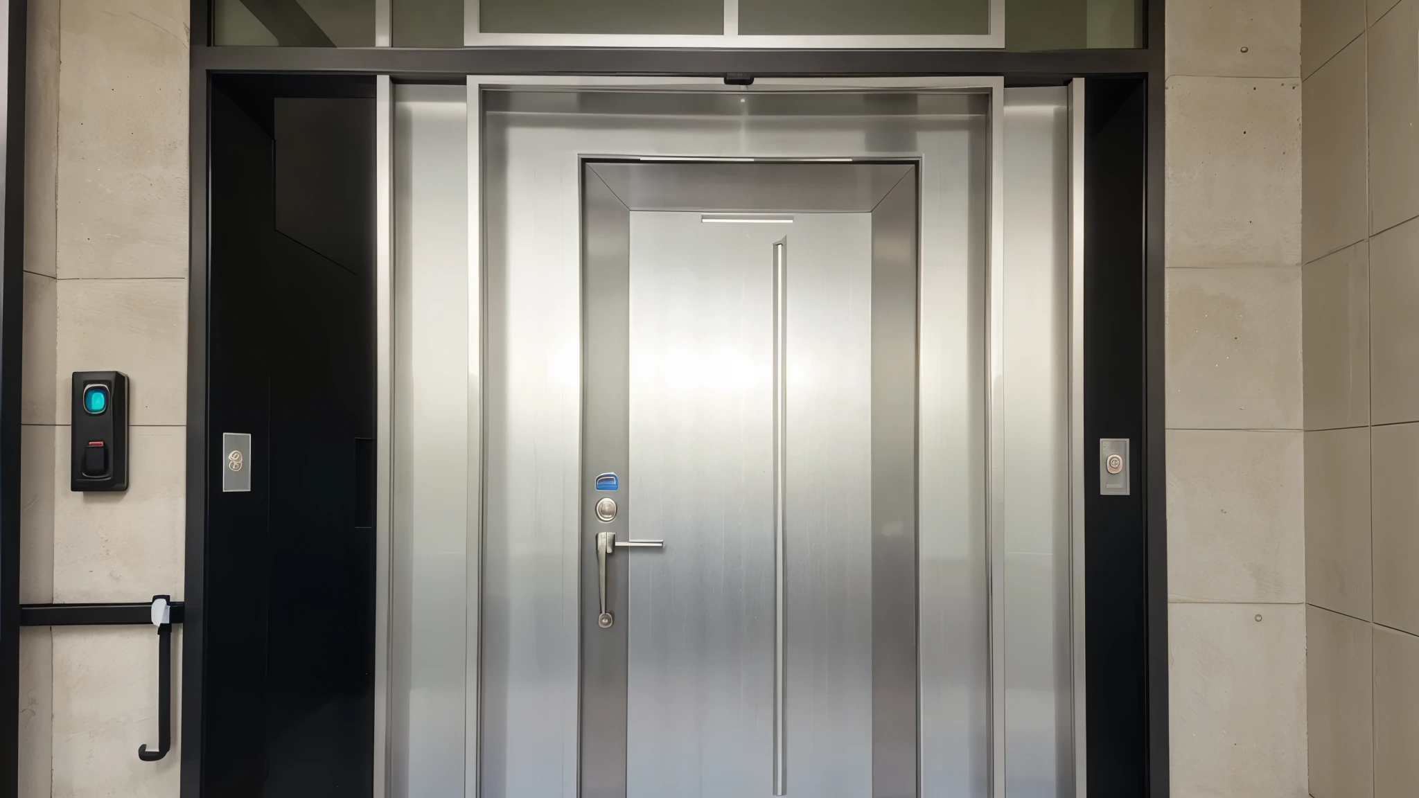 entrance metal door in hi-tech style