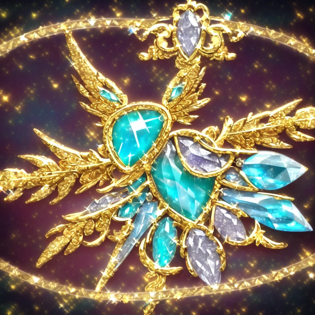 (best quality, highres, HDR:1.2), (delicate, elegant, noble) Eagle ring setting, (shimmering, sparkling) Garnett-Turquoise-Gold Diamond gemstones, (starry sky, inverted image) in the ring, (magic pattern, Tyndall effect) emitting the brightest light in a(n) (elegant, noble) red hue, (dark-style graphics, exquisite background)