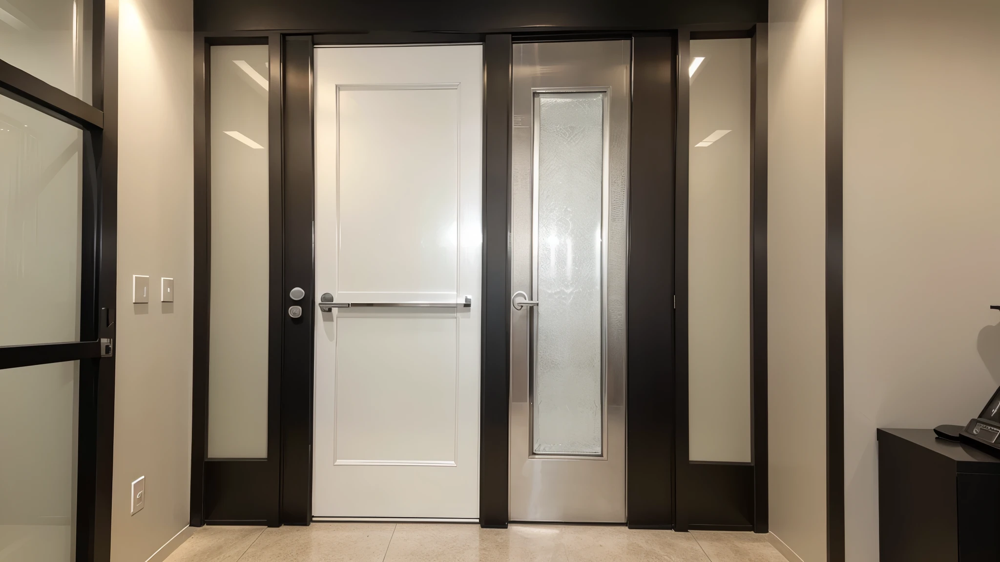 entrance metal door in hi-tech style