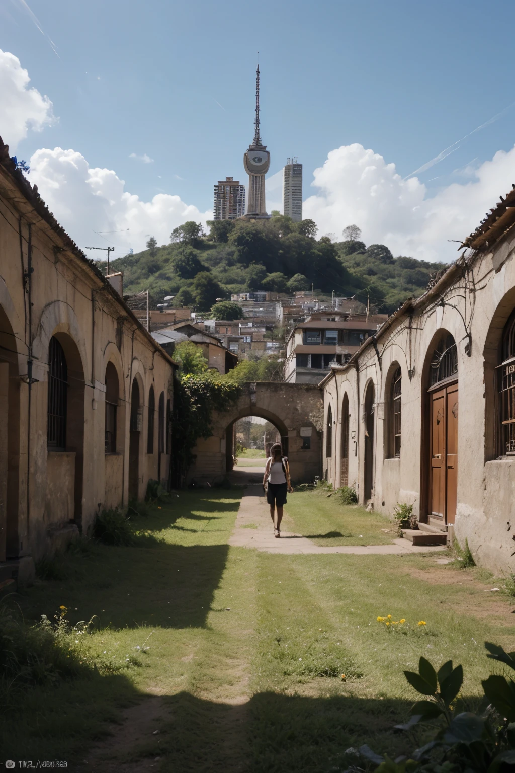 Create a landscape image that represents the possible future of Colombia in the year 2065.