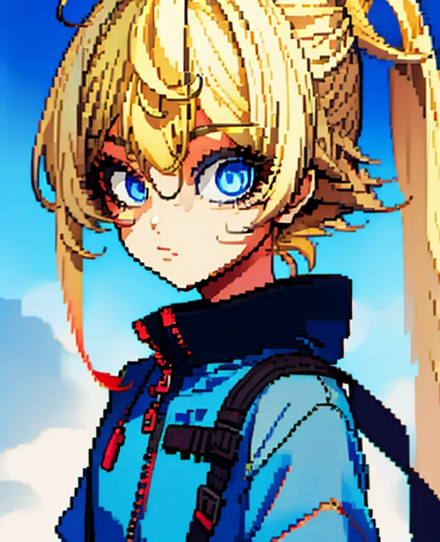 long ponytail, Blue eyes, blond