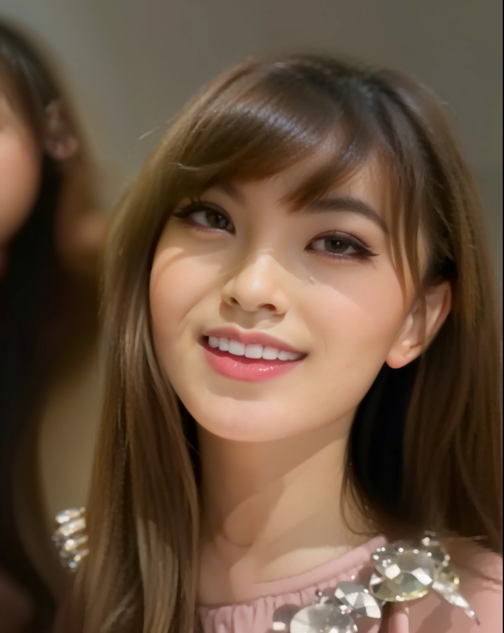 Female, smirking, little smile, pink lips, Staring sharply