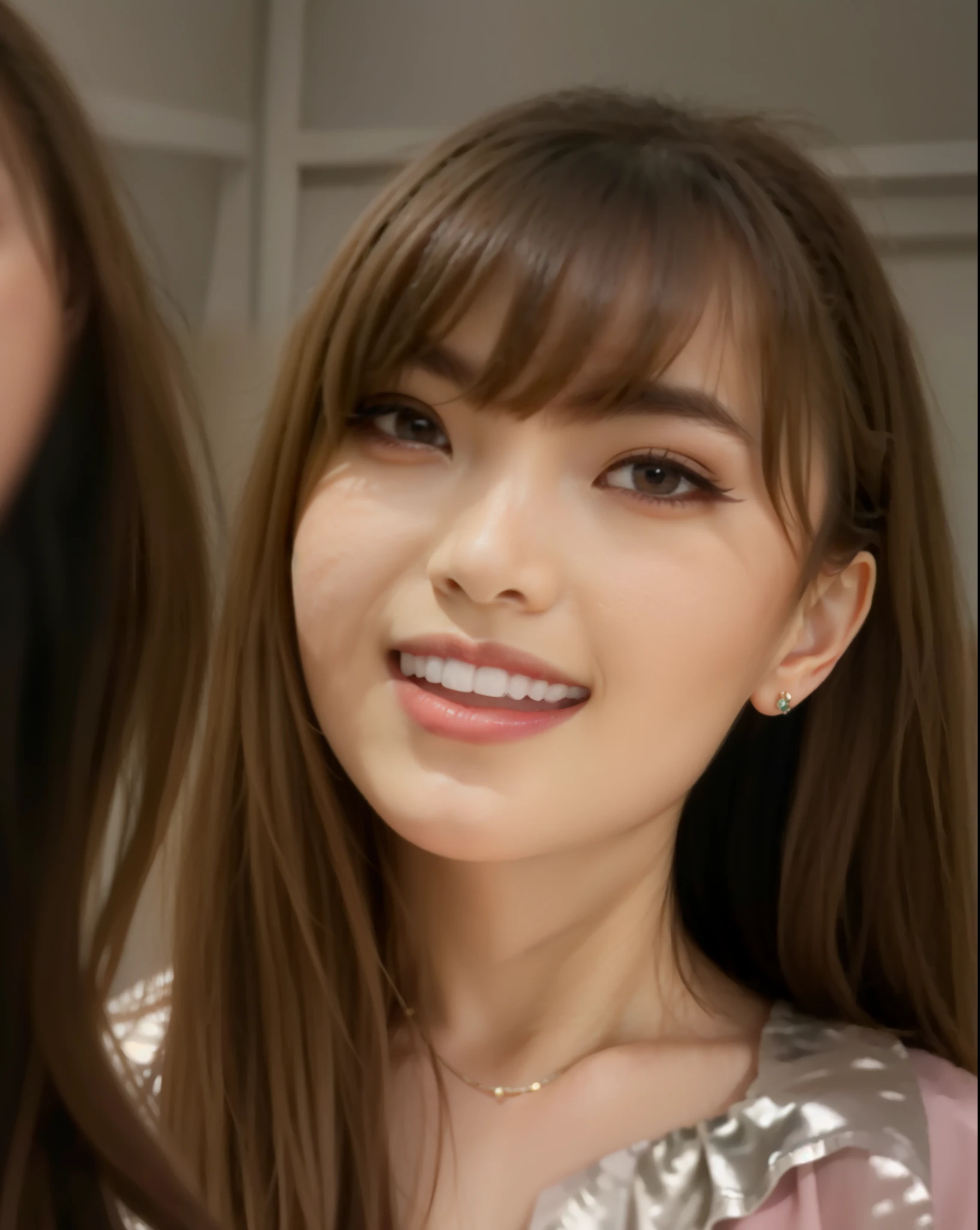 Female, beautiful face, Mouth closed while little smile, hd, earrings 