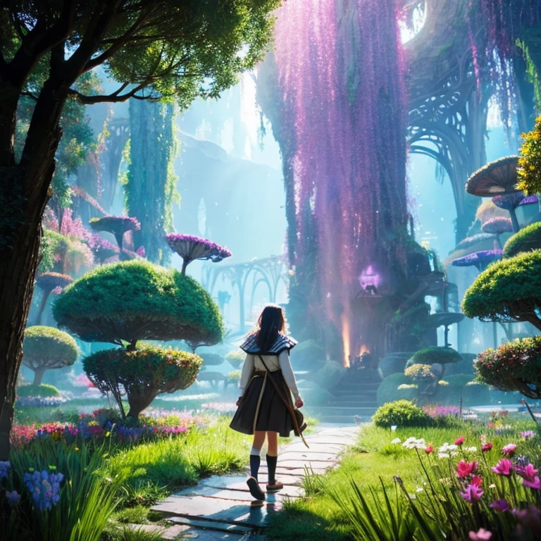 A girl wandering through a magical world,