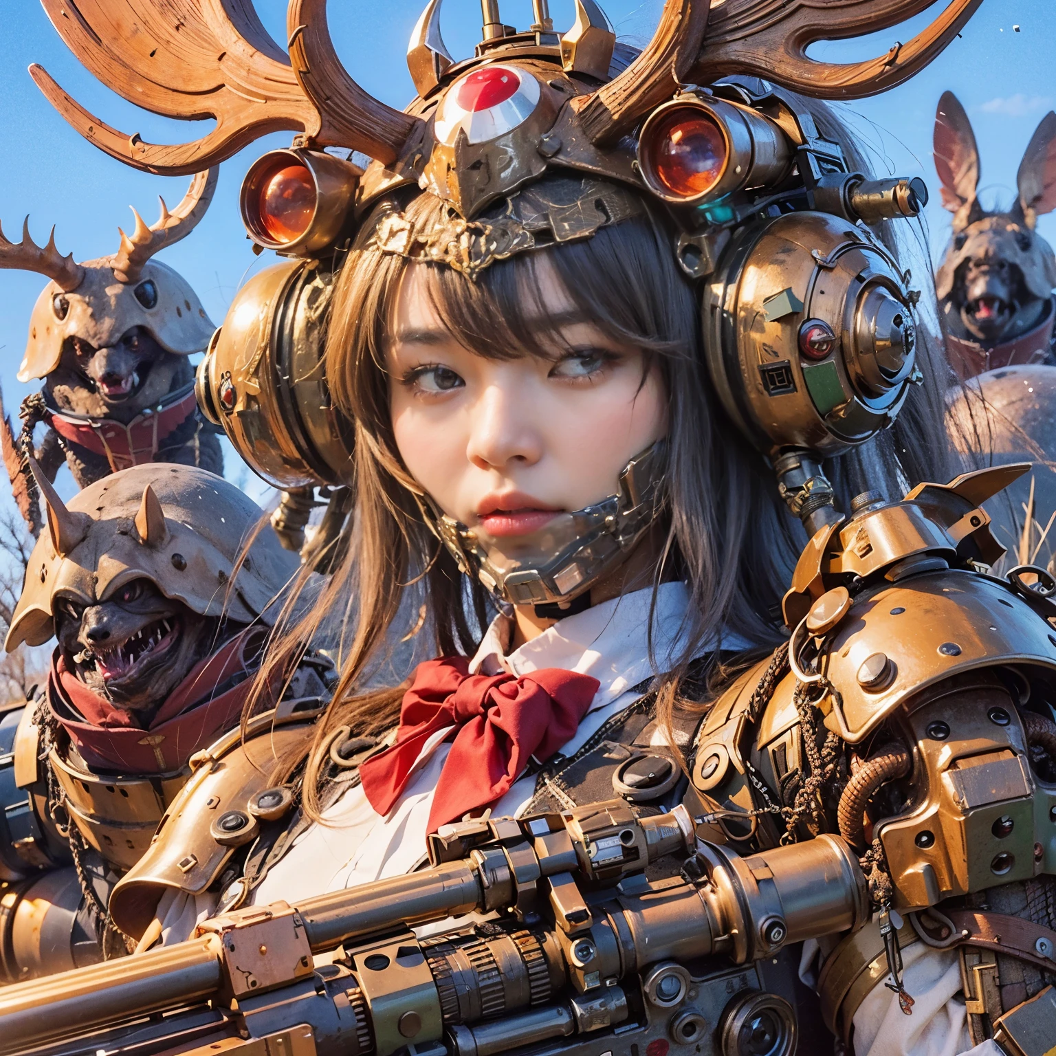 (masterpiece, best quality:1.2), (8k uhd, 16k, 32k, ultra high res), (photorealistic:1.37), (RAW photo), ultimate-realistic, ultimate-realistic details, ultimate-realistic texture, ultimate-intricate details, ultimate-realistic lighting, ultimate-realistic shadow, japanese girl, ultimate-cute face, ultimate-RAW skin, ultimate-realistic eyes, Japanese woman in insect powered suit, cannon mounted on shoulder, very cute face, mechanical, extremely intricate details, full body shot, ultimate photorealistic, big city locked down