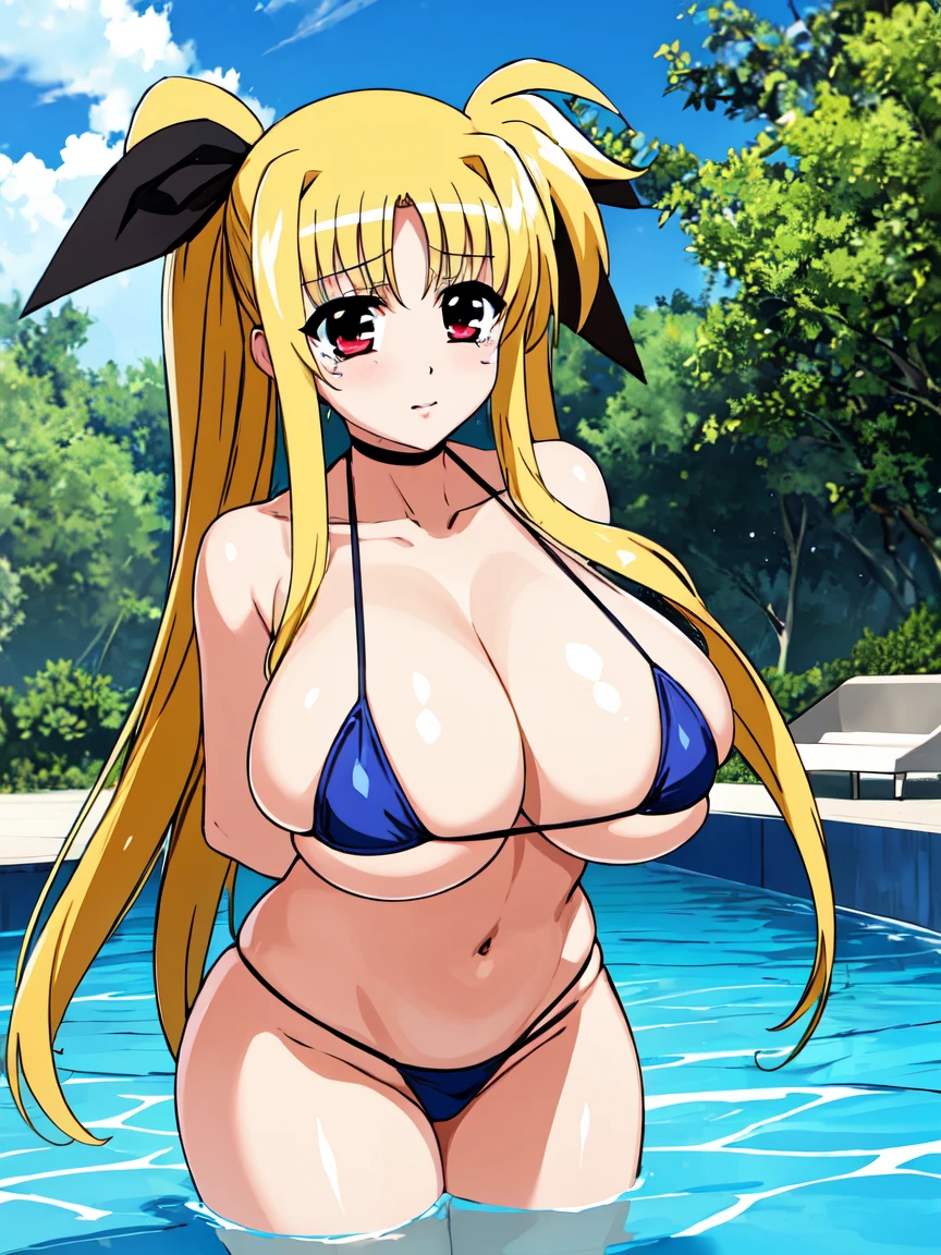 masterpiece,top-quality,fate testarossa harlaown,heroine of magical girl lyrical Nanoha,1girl,solo,blond hair,long hair, outside splash hair,red eyes,beauty,very huge breasts,narrow waist,bust size is 120cm over,crying,sexy,soaked,seductive anime girl, oppai, biomechanical oppai,oppai proportions,Both hands are tied behind their backs and restrained,show oppai,put both hands behind her back,too much exposure swimsuit,micro bikini,swimsuit only,too much exposure swimsuit,micro bikini,swimsuit only,bust size is 120cm over,bust size is 120cm over,too much exposure swimsuit,micro bikini,swimsuit only,Both hands are tied behind their backs and restrained,show oppai,put both hands behind her back,show oppai,put both hands behind her backvery huge breasts,very huge breasts,bust size is 120cm over,too much exposure swimsuit,micro bikini,swimsuit only,Both hands are tied behind their backs and restrained,show oppai,very huge breasts,bust size is 120cm over,too much exposure swimsuit,micro bikini,swimsuit only,Both hands are tied behind their backs and restrained,show oppai,very huge breasts,where water collects,let your hair down,let your hair down