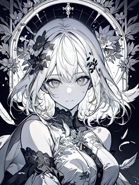 (masterpiece, top quality, best quality, official art, beautiful and aesthetic:1.2), (1girl:1.3), extremely detailed,(fractal art:1.1),(colorful:1.1)(flowers:1.3),highest detailed,(zentangle:1.2), (dynamic pose), (abstract background:1.3), (shiny skin), (many colors:1.4), (feathers:1.5), nsfw:1.5, cyber sttyle girl, 1girl, solo, short hair, in nightclub ,bar, bare shoulders, BREAK, rainbow hair,long hair, breasts out:2,portrait, (from above:1.2), medium breasts, beautiful breasts, monochrome, greyscale, midjourney, dancing pose