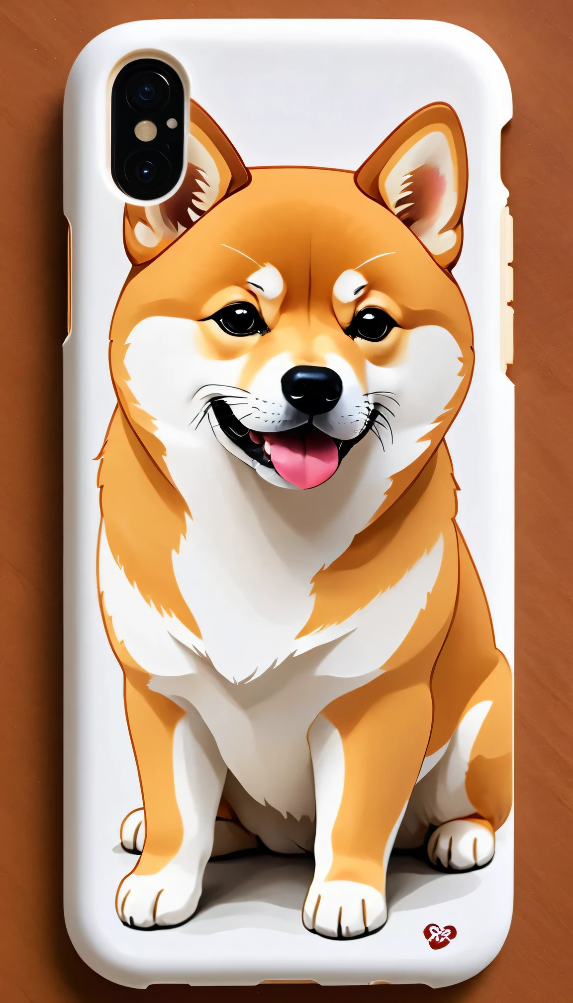 A cute mobile phone case with a Shiba Inu design, made of durable materials (rubber, silicone), providing (best quality, highres) protection. The case features a (realistic) depiction of a Shiba Inu dog, capturing its (adorable expression:1.1) with (detailed, expressive eyes:1.1) and (cute little nose and mouth:1.1). The design also includes (fine etched fur details) that bring out the texture of the dog's coat.

The color palette of the design consists of (vibrant, earthy tones) to create a lively and natural feel. The case is designed to be (lightweight and slim) for easy handling and pocket storage.

To enhance the overall quality and detail of the image, the case is made using (ultra-detailed, high-resolution printing techniques). The colors are (visually striking, vivid) and the image features (sharp focus) to make the Shiba Inu design stand out. The art style of the case leans towards (cartoonish, illustrative) with a touch of (Japanese-inspired) aesthetics.

The lighting in the image is (bright and well-balanced), emphasizing the vibrant colors of the Shiba Inu design. It highlights the adorable features of the dog's face and gives the case a (warm and inviting) feel.

Additional details in the design could include a small (Shiba Inu paw print) somewhere on the case, adding a playful touch. The background of the design could feature (subtle sakura blossoms) to enhance the Japanese theme.

Overall, this phone case with a Shiba Inu design combines (cute, detailed, and vibrant) elements to create a visually appealing accessory for dog lovers.