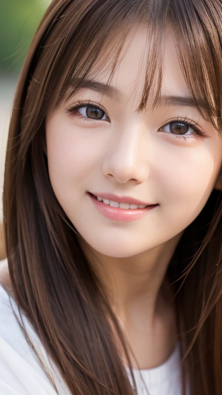 Brown Hair,Medium Hair,18-year-old female, Small nose, With the correct face, Cute natural smile, Japanese facial features, A clean and cute face, Cute realistic portrait, Asian Face, 8K Photo, Soft Makeup,Natural skin texture,Raw photo,highest quality,Full Body Shot,festival