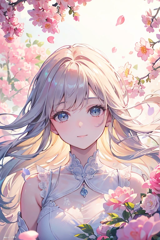 ,(best quality,4k,8k,highres,masterpiece:1.2),ultra-detailed,(realistic,photorealistic,photo-realistic:1.37),oil painting,portrait,colorful,pastel colors,soft lighting,flower garden,serene atmosphere,captivating smile,pure and innocent,golden hour,slightly blurred background,vivid colors,happy expression,long flowing hair,graceful pose,natural lighting,floating petals,dreamy ambiance,gentle breeze,delicate features