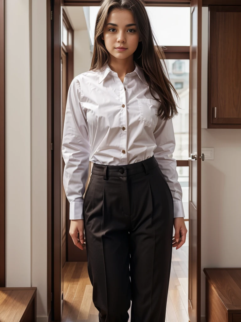 standing girl with pants and shirt, sfw, (sfw1.5)