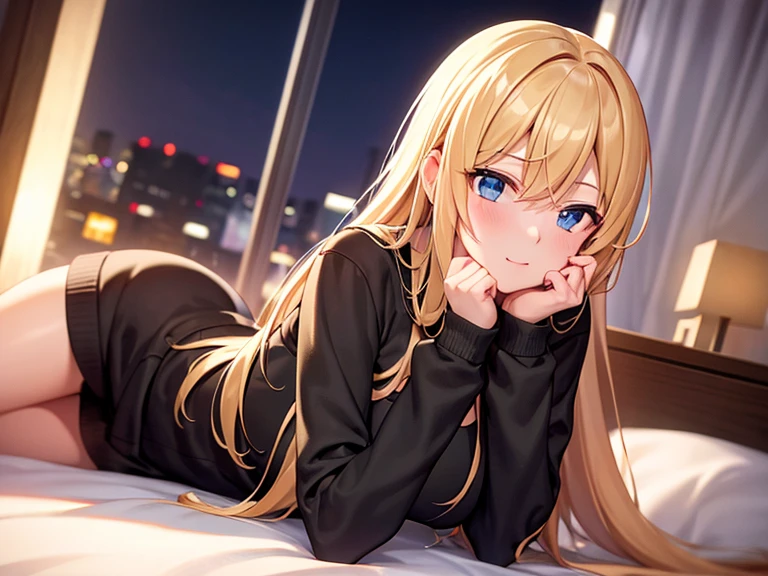 masterpiece, best quality, 1girl, solo, blush, long hair, hair between eyes, ((streetwear clothes)), city, outdoors, night, movie poster, extremely detailed 8K, smooth, high resolution, ultra quality, cinematic lighting, ambient occlusion, hd, 2k, 4k, 8k, 16k, extremely detailed anime, detailed faces, perfect composition, wide shot, atmospheric lighting, very sexy, random angle, uncensored, sin censura, on bed