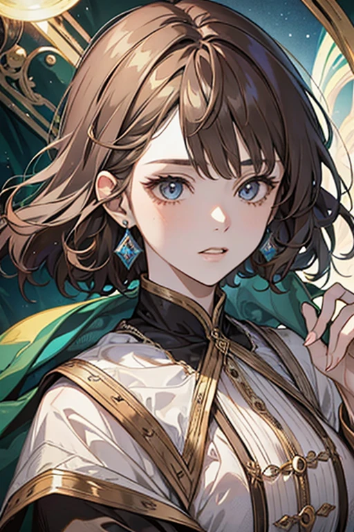 The Old Woman of the Wizard of Light, , Long side-swept bangs wavy light brown hair, Crystal Eyes, Ethnic Earrings, Fashion Out It
