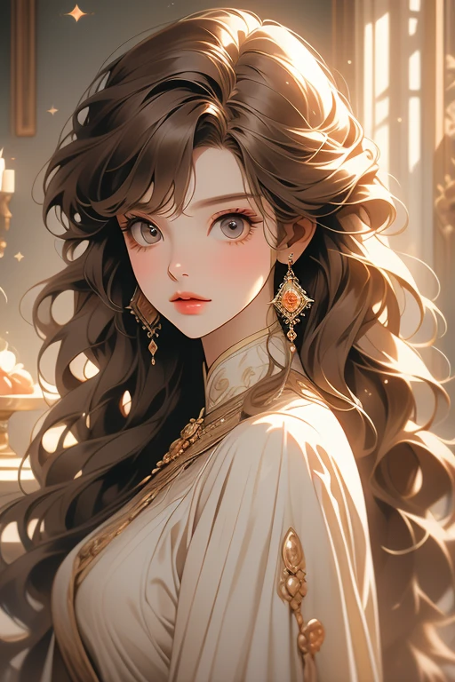 The Old Woman of the Wizard of Light, , Long side-swept bangs wavy light brown hair, Crystal Eyes, Ethnic Earrings, Fashion Out It