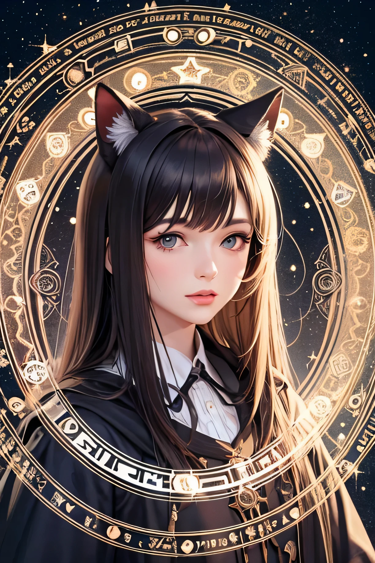 ((highest quality)),(detailed), Perfect Face,Animal ears,Stuffed Animal Beauty,magic circle