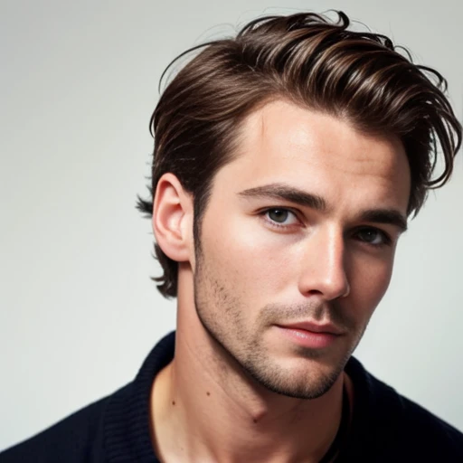 a handsome english man focusing on his face