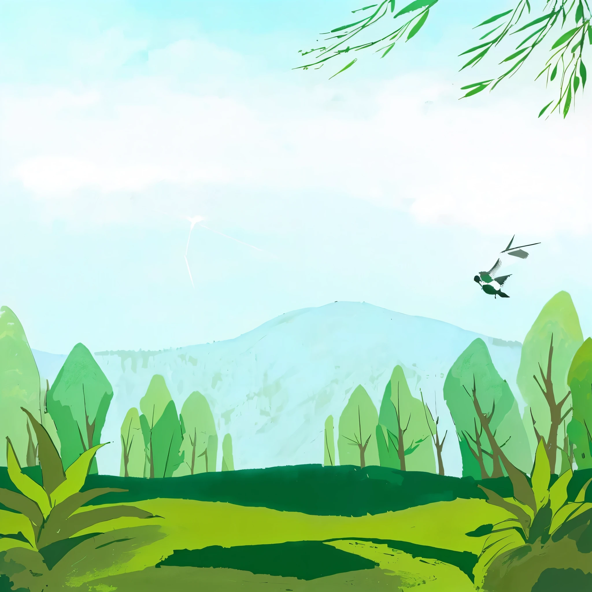 A bird flies over a green field with trees, sky Forest background, soft Forest background, Forest background, Forest background, Natural background, Park Background, Forest in the background, Forest in the background, background technologywork, Landscape background, forrest background, airy landscape, Natural background, natural Landscape background, background technology, Forest background, elf Forest background, Landscape Background