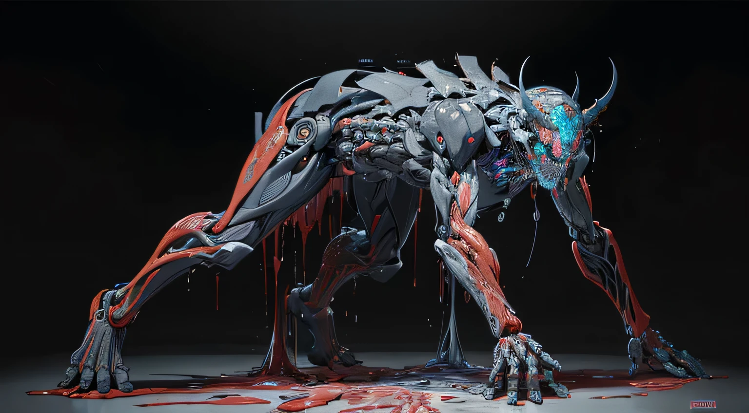 (Masterpiece, Best quality: 1.2), Ultra detailed, Highest detail, (bodyhorror: 1.4), (Biological machines: 1.3), (Bloody: 1.2), Living people, (Colorful: 1.2), satanic, (Machine: 1.3), hans giger, many hands, (zentangle: 1.2), Black color scheme, avant garde, full body, cyberpunk