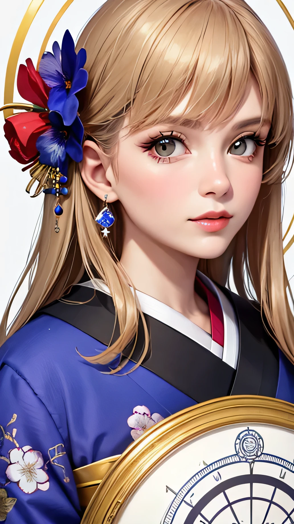 ((highest quality)),(detailed), Perfect Face,Kimono beauty,magic circle,Halo