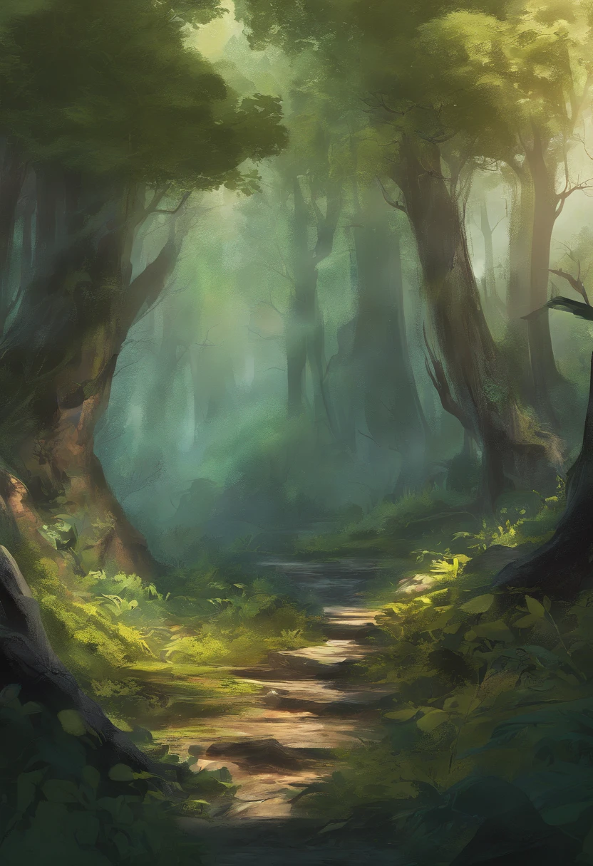 Forêt sauvage avec de la mousse et beaucoup de feuillage sans présence humaine ou de personnages