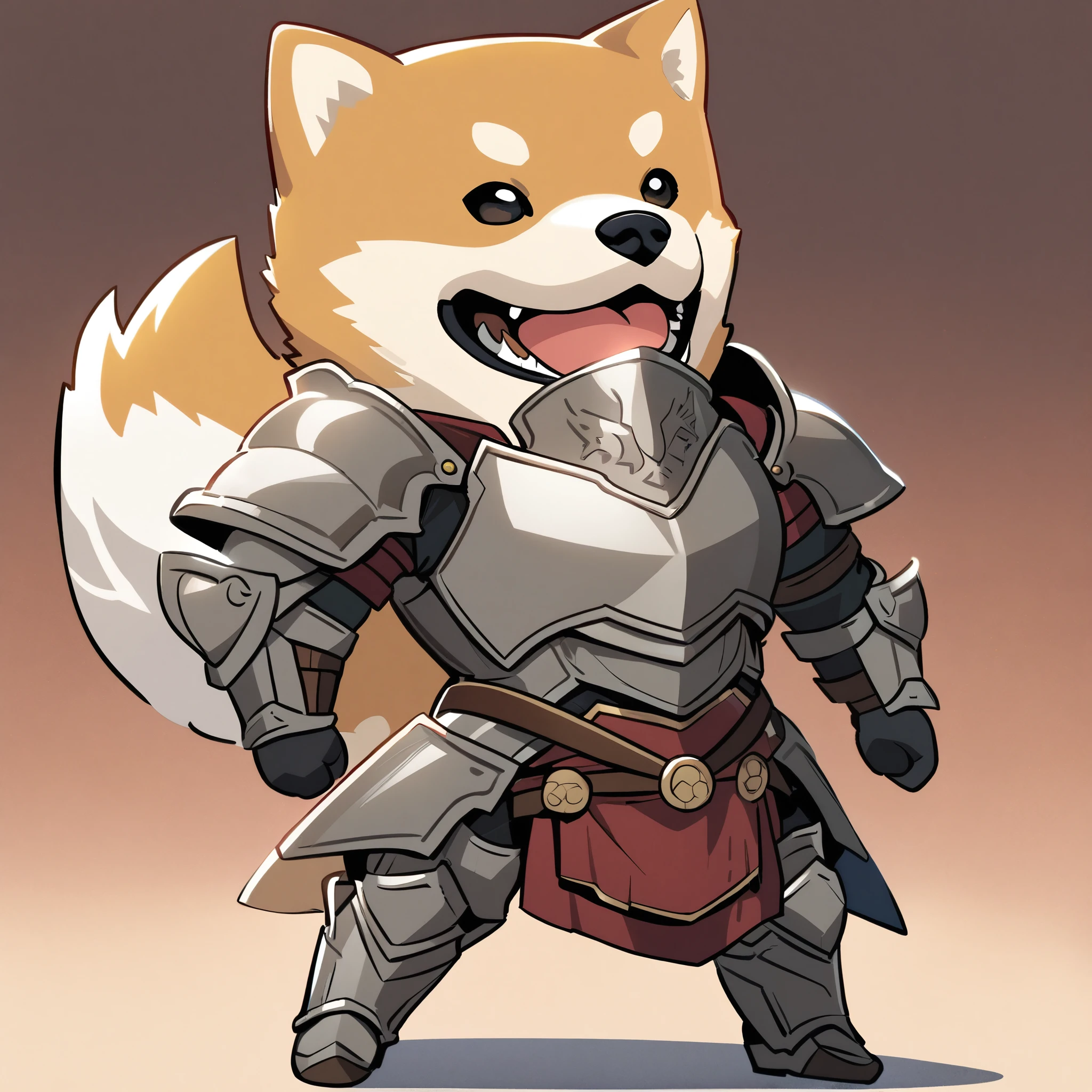 (a general in armor), (chibi manga style), (personified shiba inu)