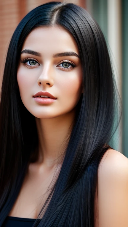 25 year old girl portrait black hair, Russia, beautiful face, perfect face, surreal, Front view, photo-realistic