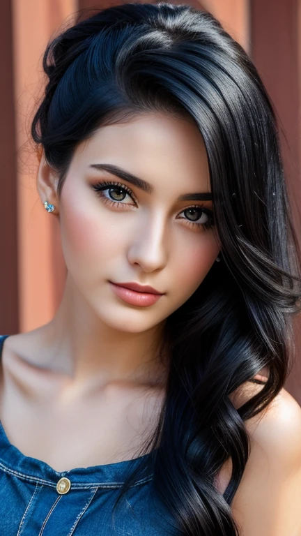 25 year old girl portrait black hair, Russia, beautiful face, perfect face, surreal, Front view, photo-realistic