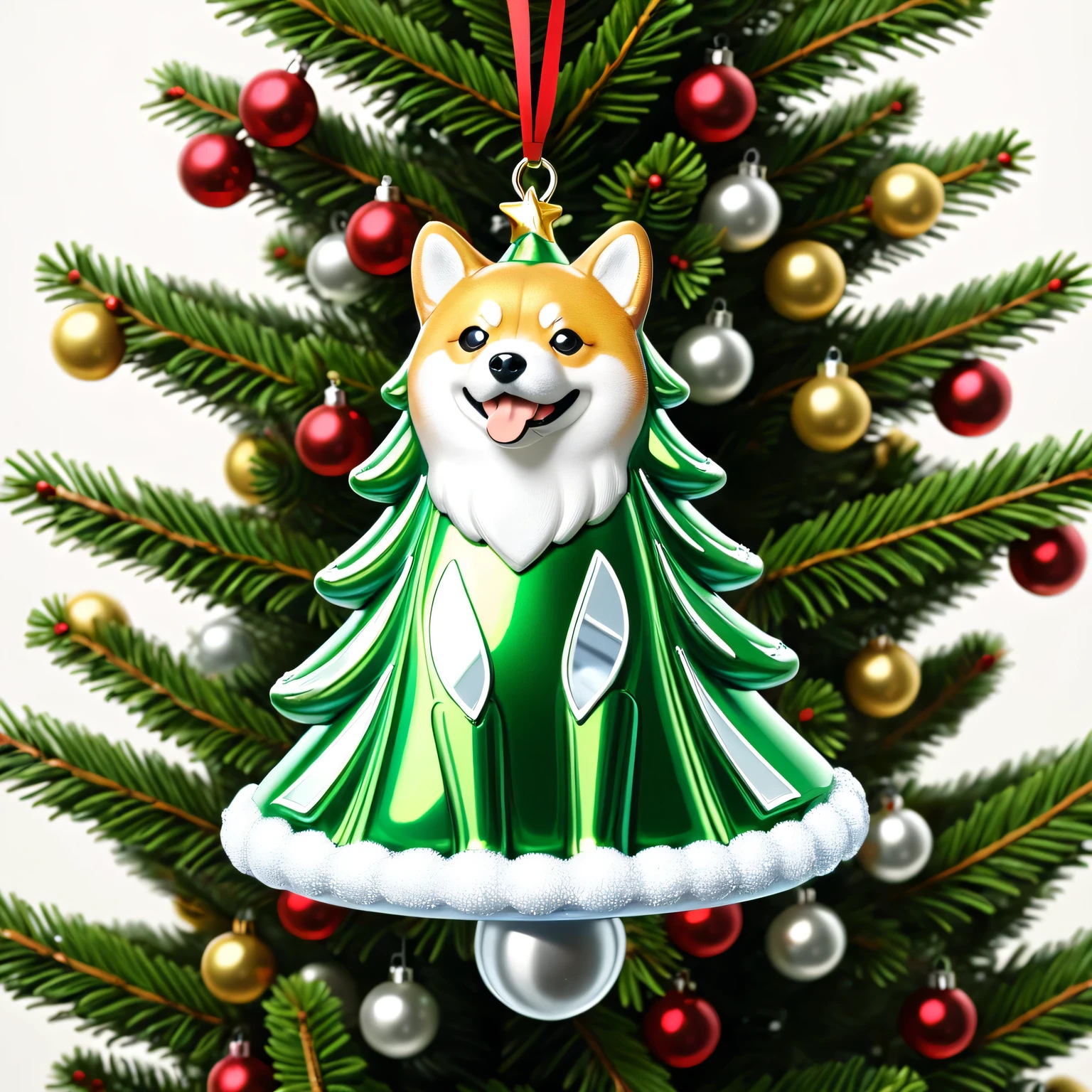 Shiba inu Glass Christmas Tree Toy Design, Glossy, Shiny, Covered with Gloss, Mirror Paint, Shiba inu Christmas tree toy