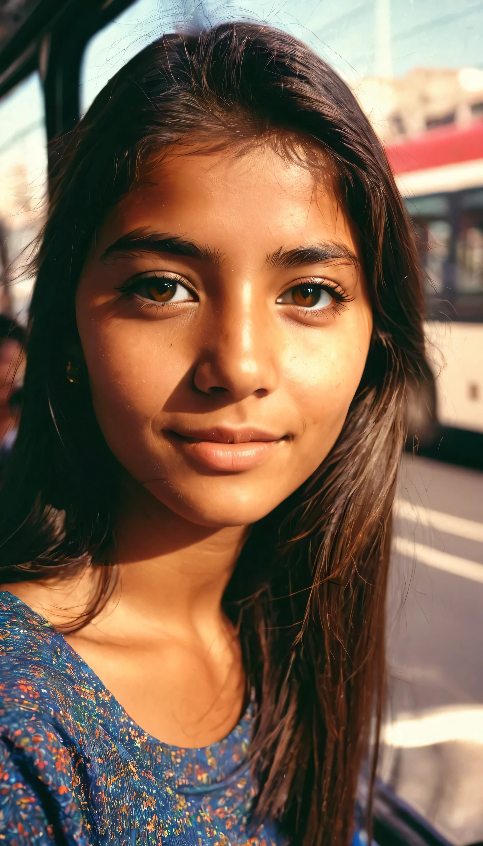 I was about 20 years old, en un autobus,, fondo de la ciudad,oficina de fotografia, (mejor calidad: 0.8), (mejor calidad: 0.8), Cara oscura y poco clara, ojos brillantes, ropa deportiva, pecho descotado